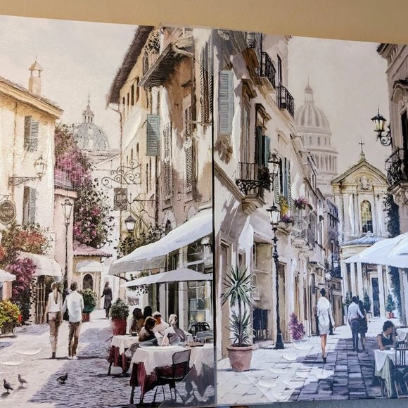 Cafe Stroll - Wrapped Canvas Canvas - Picture 1 of 1